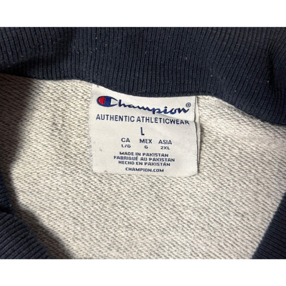 Champion Baseball Hall of Fame Zip Mens Sweatshirt Large Gray Navy Enbroidered - Picture 2 of 8